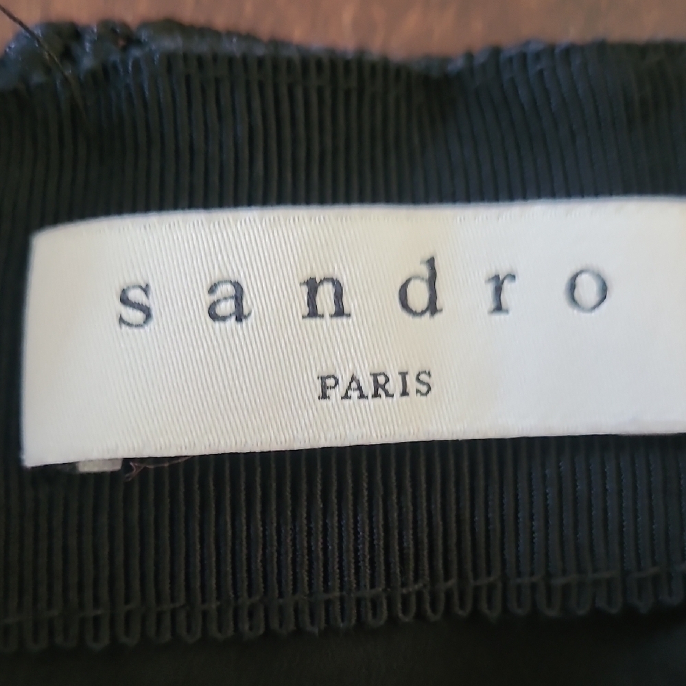 Sandro Paris Richard Chain Link Black Eyelet Elegant Lace Skirt Red Trim Size 1 - Picture 8 of 10